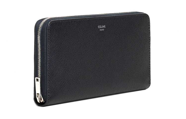 CELINE Cow Leather Wallet Large Size Men's Black
