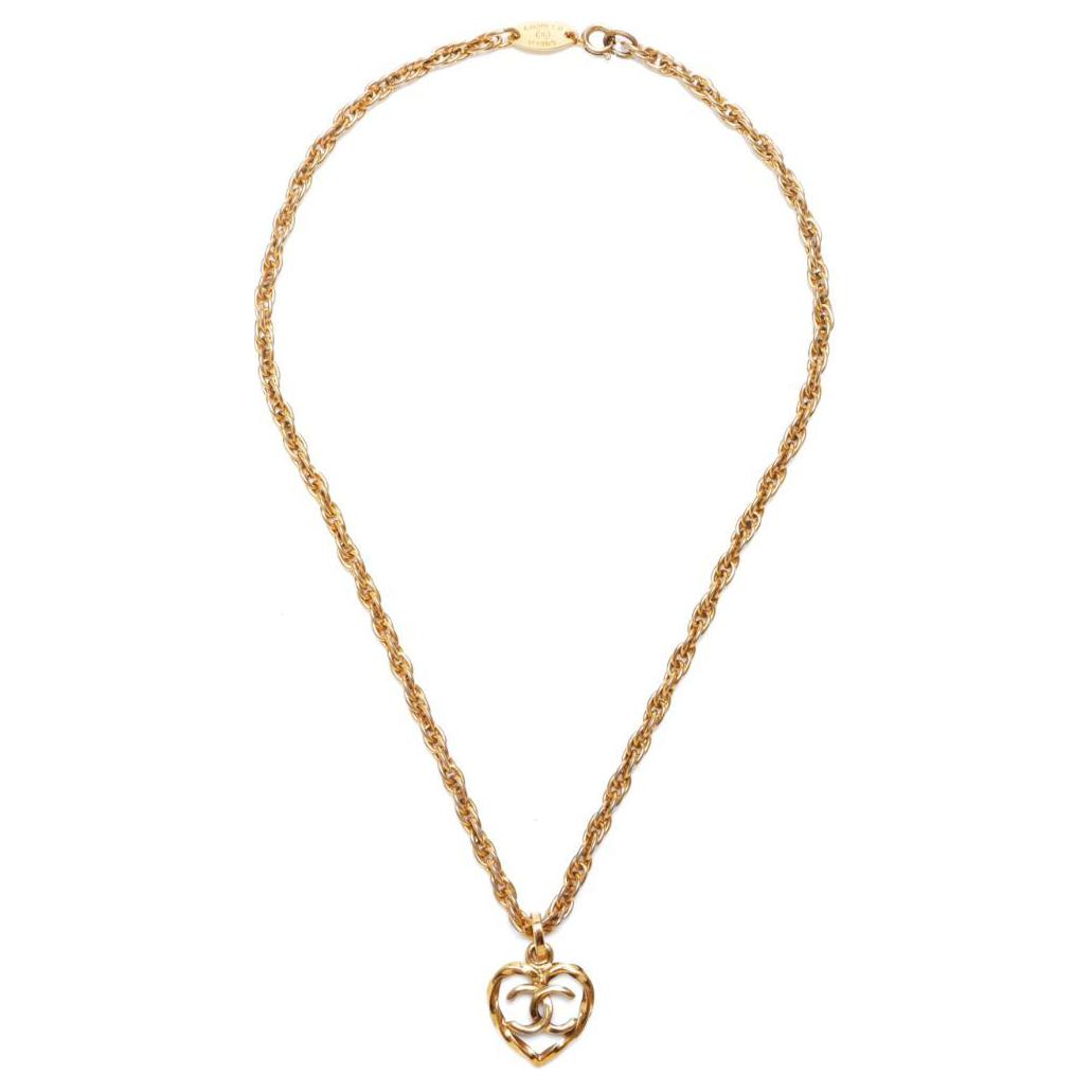 CHANEL 1990s Cc Heart Pendant Necklace