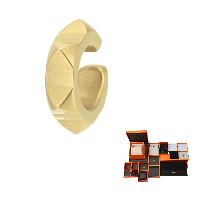 HERMES Aluminum Clip-On Earrings Men's Gold
