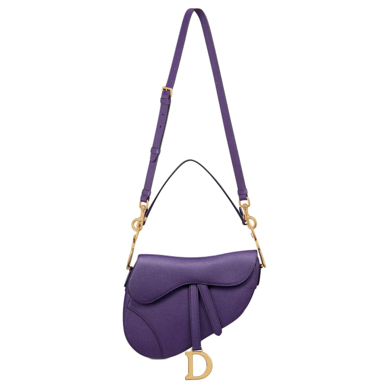 DIOR Saddle Calfskin Saddle Bag Shoulder Bag Crossbody Bag Handbag Women's Dark Purple