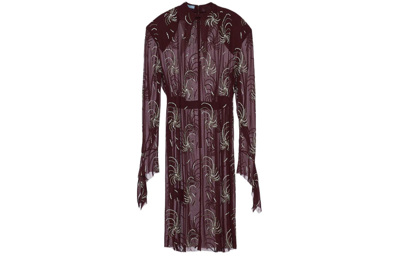PRADA Embroidered Georgette Dress