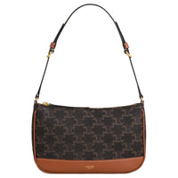 CELINE Canvas With Calfskin Handbag, Shoulder Bag Women's Brown