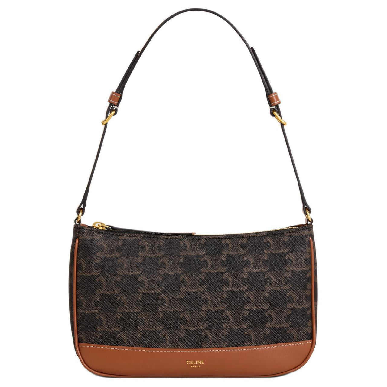 CELINE Canvas With Calfskin Handbag, Shoulder Bag Women's Brown