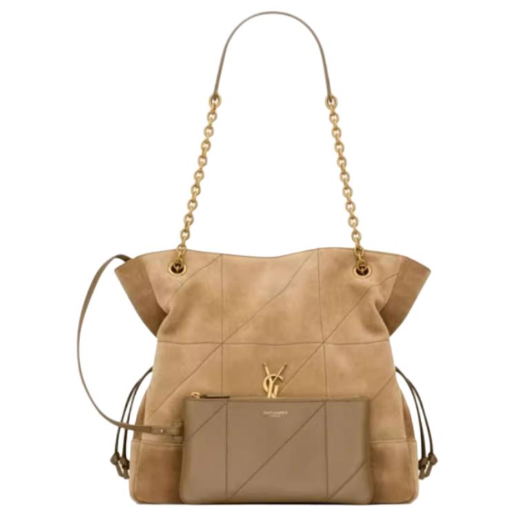 حقيبة كتف نسائية من جلد الغزال من SAINT LAURENT Trumpets Golden Leaf
