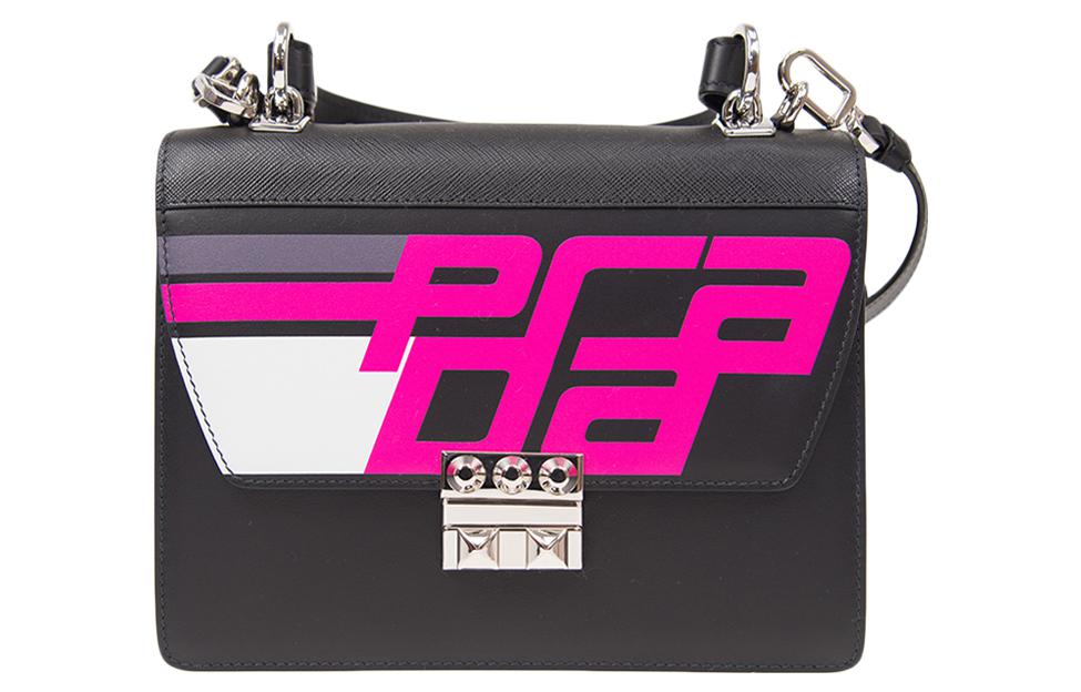 PRADA Cow Leather Shoulder Bag Crossbody Bag Women's Black