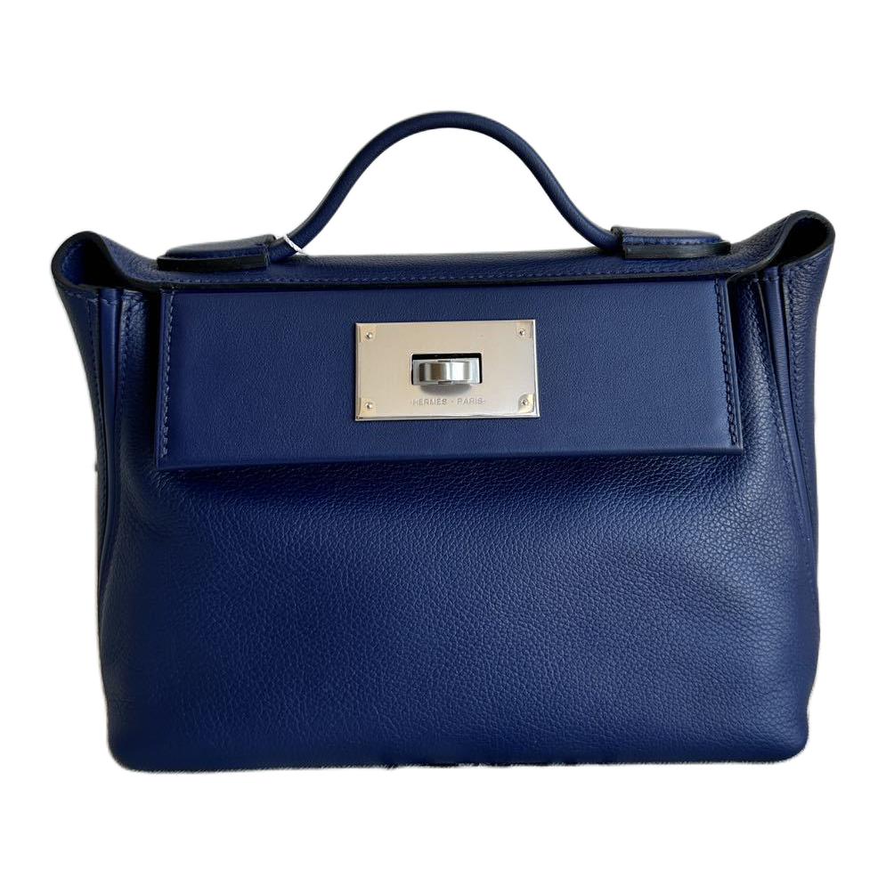 HERMES 24/24 Evercolor With Swift Calfskin Shoulder Bag Crossbody Bag Handbag Mini Women's Royal Blue