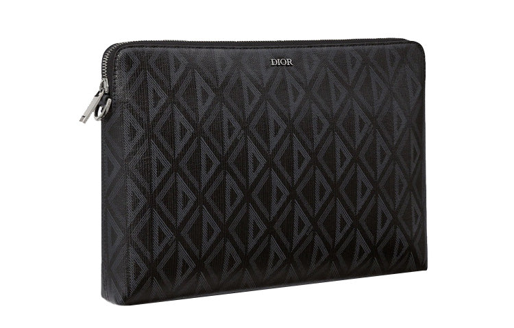 DIOR Canvas Cow Leather Patchwork Handbags Clutches Men's Black