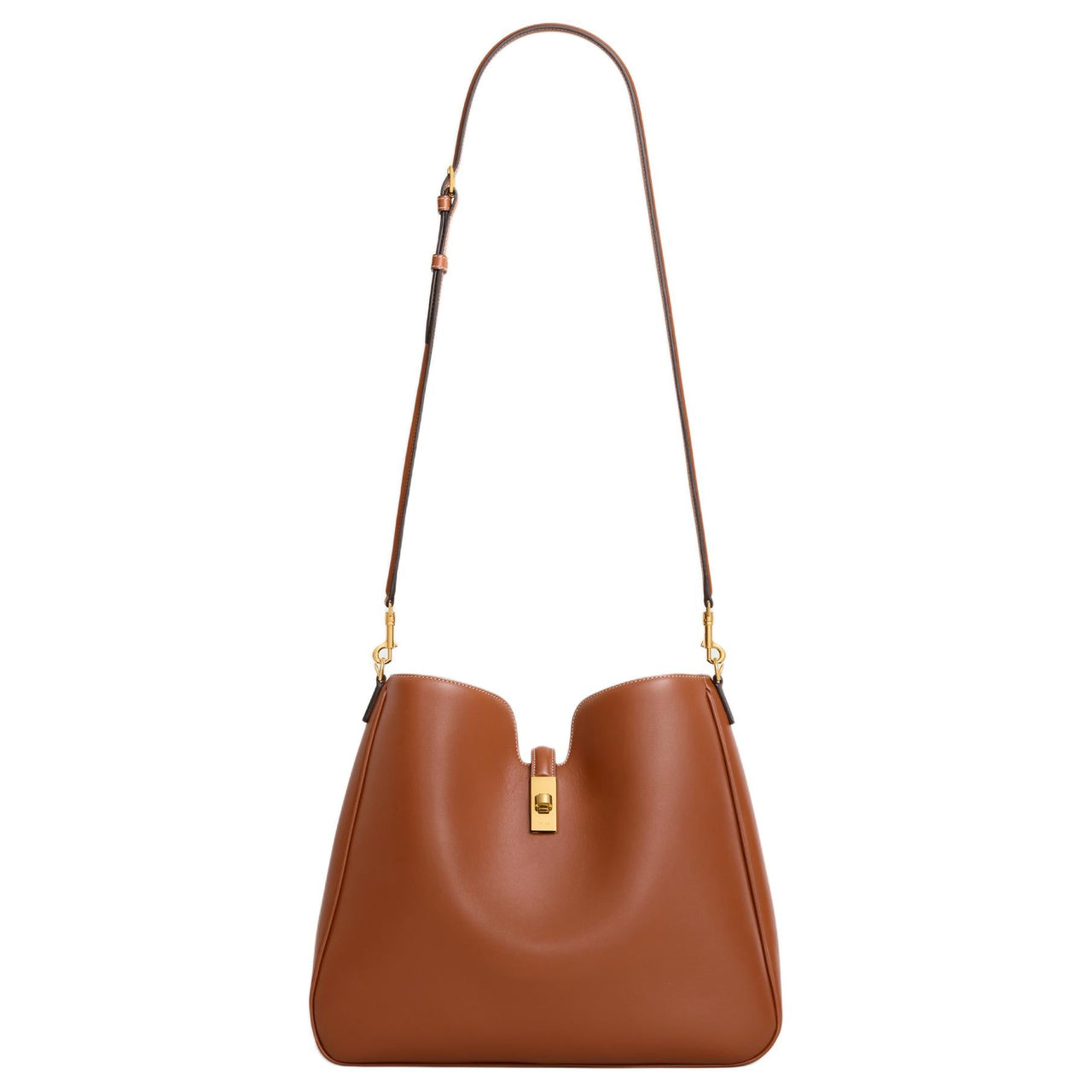 CELINE Calfskin Crossbody Bag Shoulder Bag Medium Size Women's Caramel