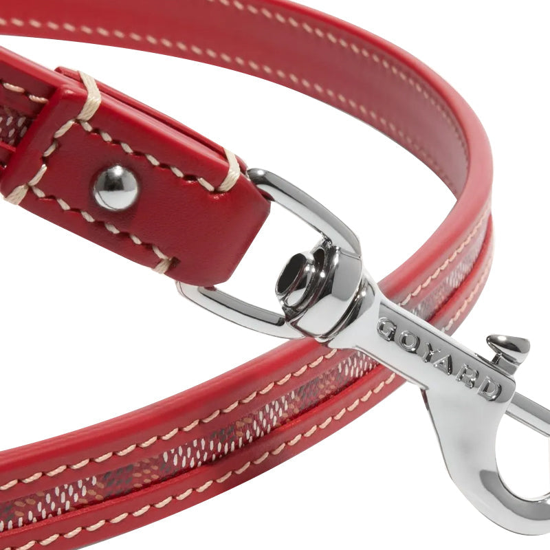 GOYARD Goyardine Canvas With Clamecy Cow Leather Dog's Teeth Leash With Carrying Strap Unisex Red