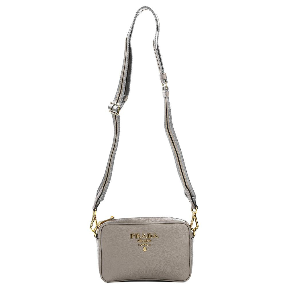PRADA Calfskin Shoulder Bag Women's Gray