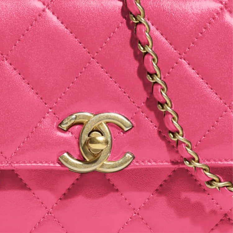 CHANEL 19Bag Calfskin Flap Bag Chain Coin Purse Crossbody Bag Mini Women's Pink