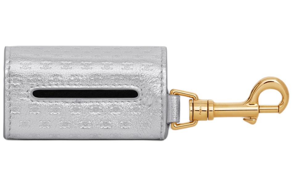 CELINE Calfskin Storage Bag Unisex Silver