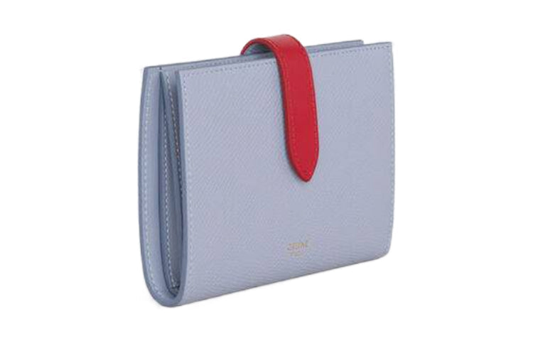 CELINE Cow Leather Wallet Unisex Arctic Blue