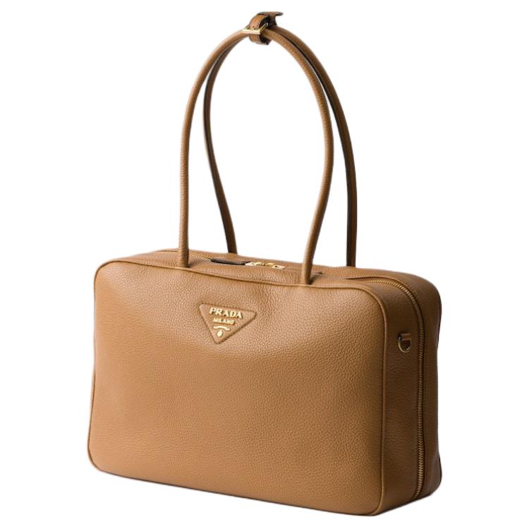 PRADA Calfskin Handbag, Shoulder Bag Tubas Women's Caramel