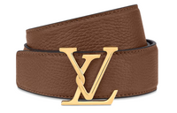 LOUIS VUITTON Attract Leather Belts Unisex Brown Width 3.5cm