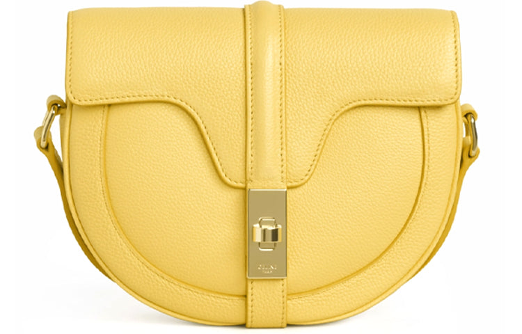 CELINE 16Besace Grain Cow Leather Handbag Shoulder Bags Women's Lemon