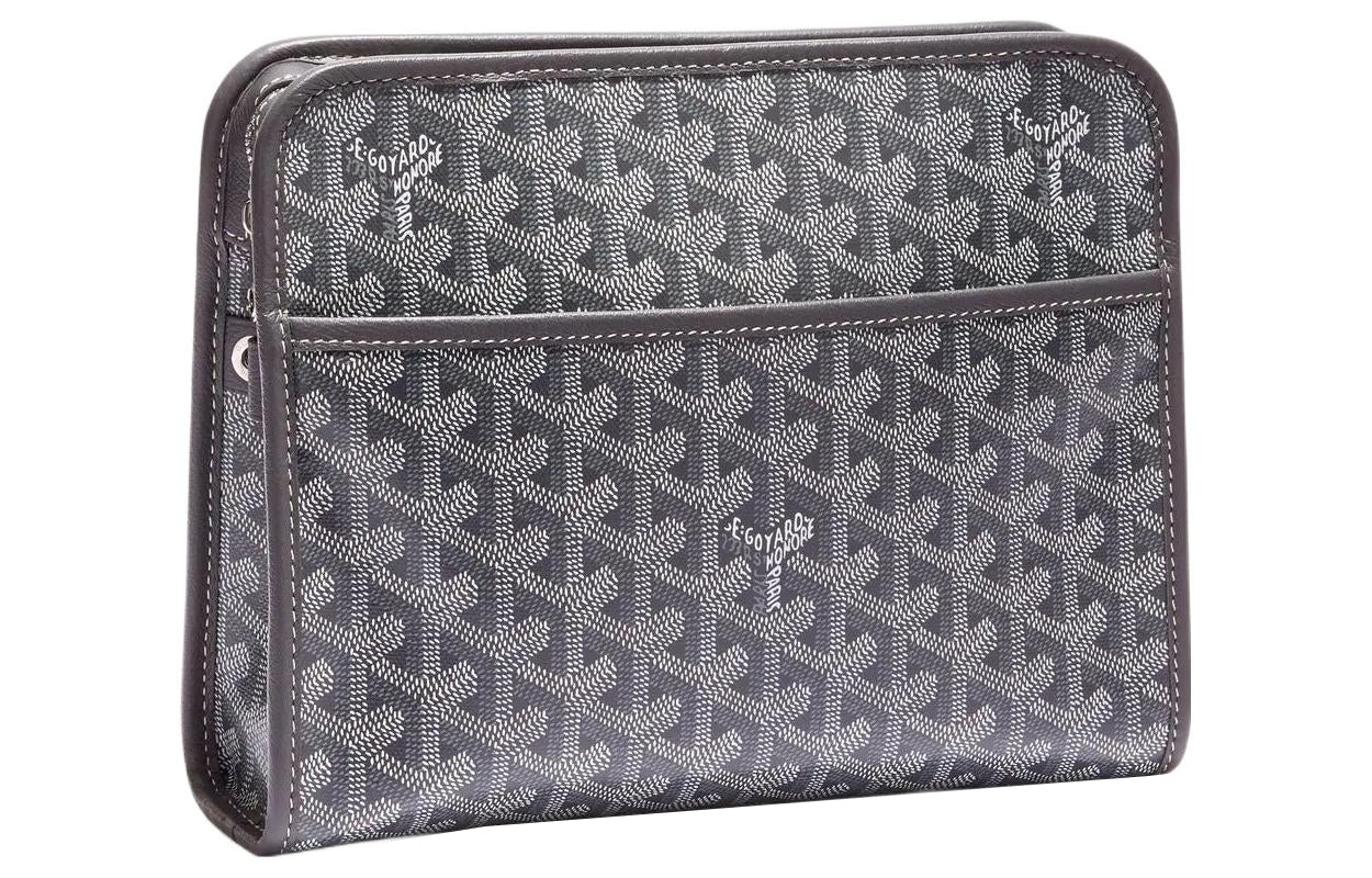 GOYARD JOUVENCE Canvas With Leather Travel Storage Bags Handheld Toiletry Bags Medium Size Unisex Gray