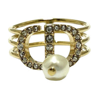 DIOR Rhinestone Rings Women's Gold