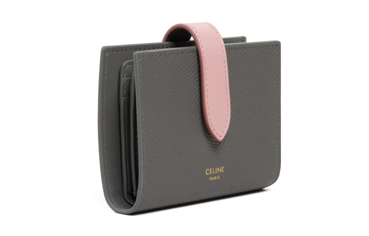 CELINE Cow Leather Wallet Trumpets Women's Gray/Vintage Pink