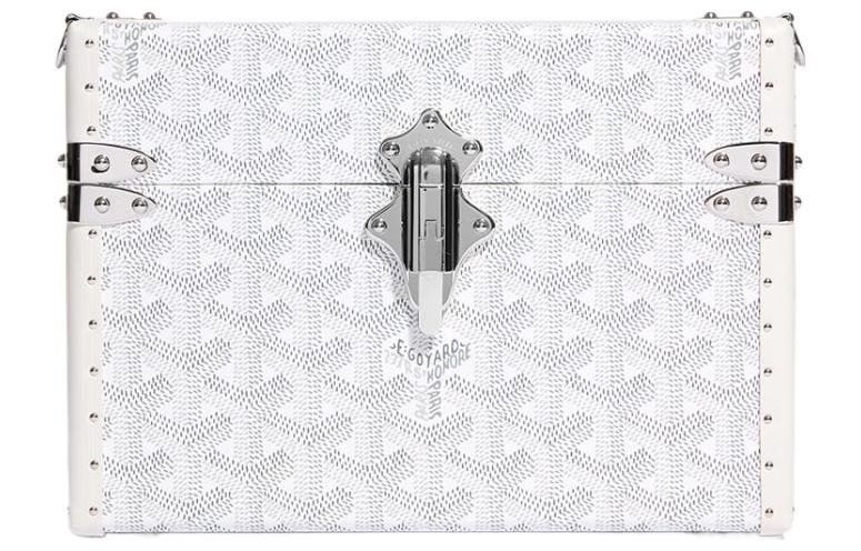GOYARD Cassette Canvas With Leather Trim TRUNK Hard Case With Crossbody Bag Unisex White