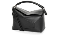 LOEWE Puzzle Cow Leather Puzzle Bag, Shoulder Bag, Crossbody Bag, Handbag Regular Women's Black