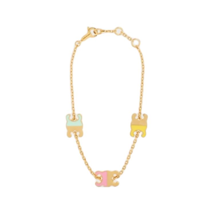 CELINE Enamel Brass Bracelets Women's Gold