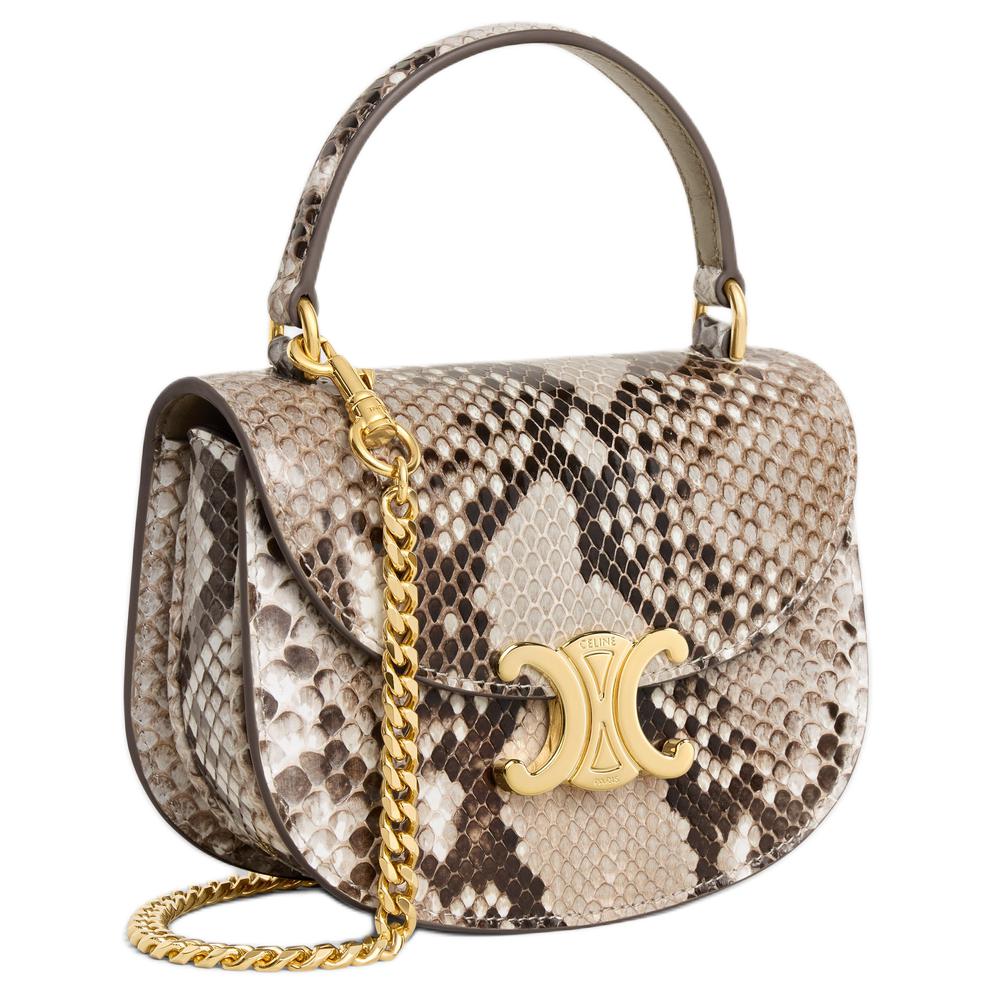 CELINE Besace Snake Leather Shoulder Bag Crossbody Bag Handbag Mini Women's Natural