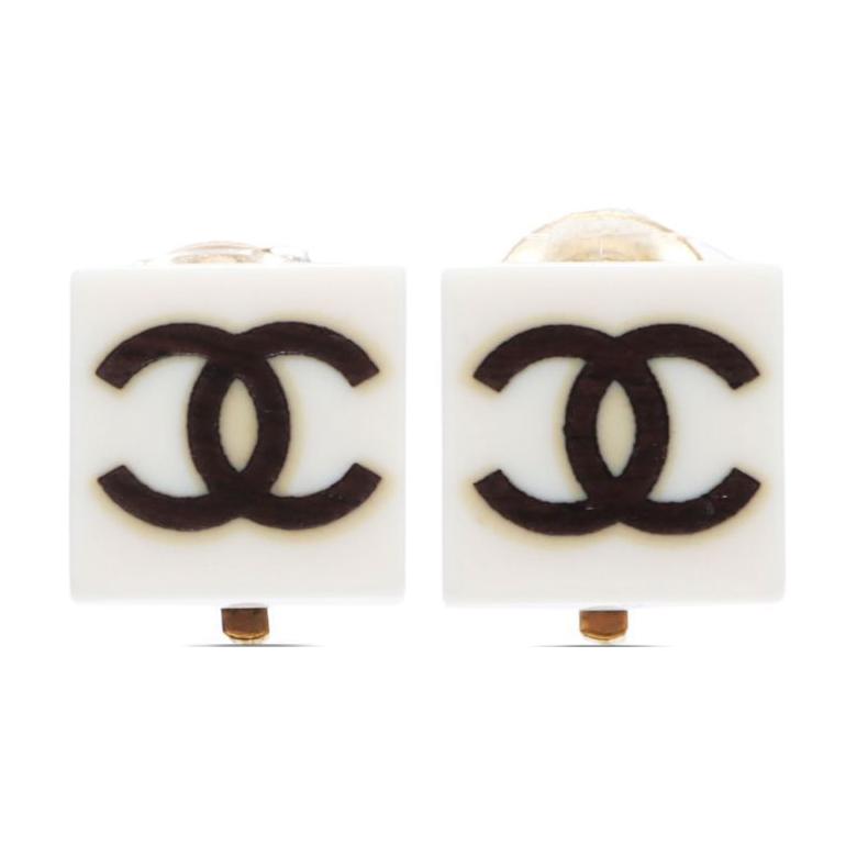 CHANEL 1990 Cc Squared Clip-on Earrings