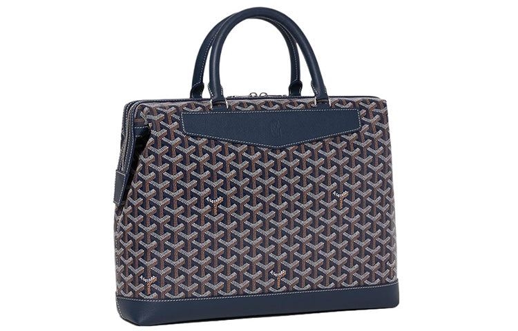 GOYARD Canvas With Leather Laptop Bags Briefcases Handbag Unisex Marine Blue