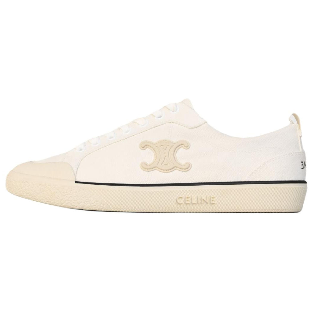 CELINE Triomphe Low Top Canvas Shoes Women's White
