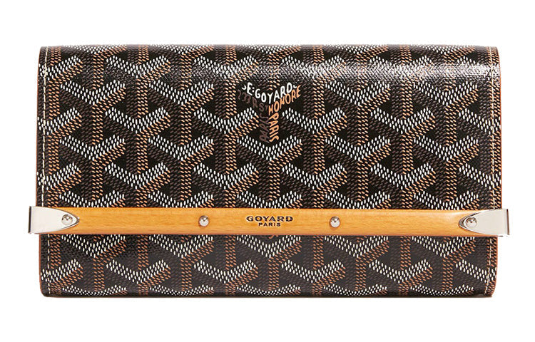 GOYARD MONTE-CARLO Canvas With Leather Clutches Crossbody Bags Mini Women's Black/Brown
