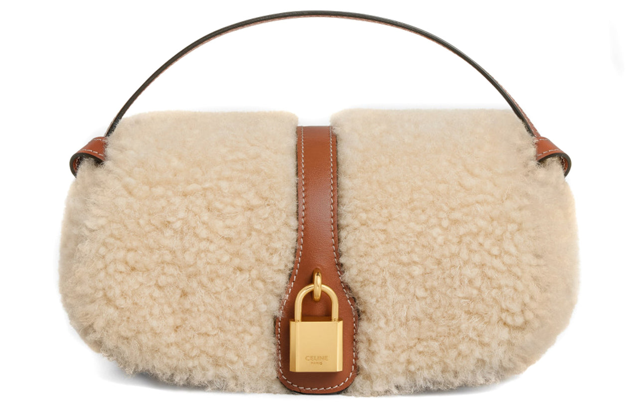 CELINE Cow Leather Handbag, Shoulder Bag, Crossbody Bag Trumpets Women's Beige/Tan