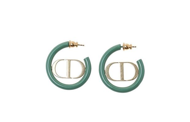 DIOR Brass Earrings Unisex Green