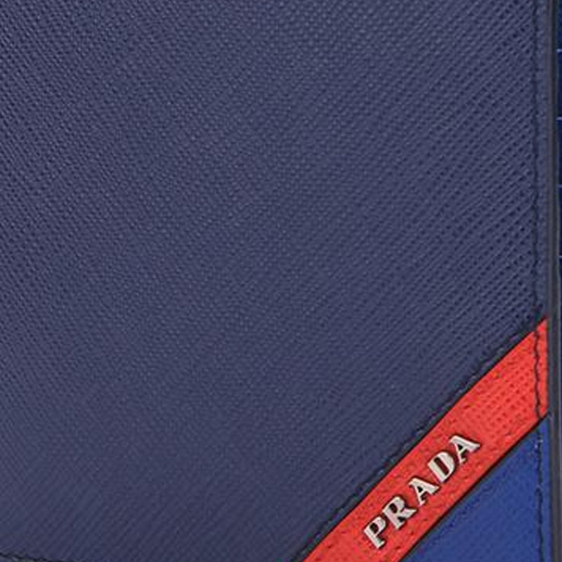PRADA Cow Leather Wallet Men's Blue