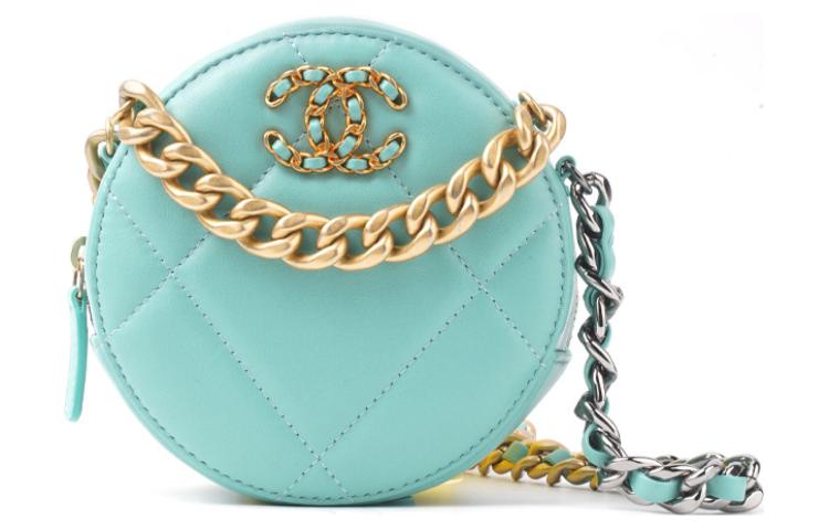 CHANEL 19Bag Lambskin Round Bag Evening Party Bag Handheld Shoulder Bag Crossbody Bag Women's Mint Green