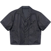 PRADA Re Nylon Short Sleeve Cropped Bowling Shirt