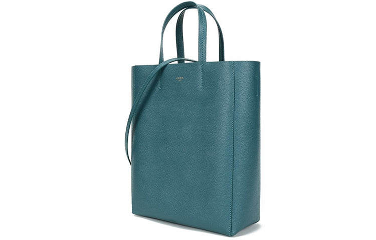 CELINE Cabas Grained Cow Leather Tote Bag Shopping Bag Shoulder Bag Handbag Small Size Women's Gray Blue