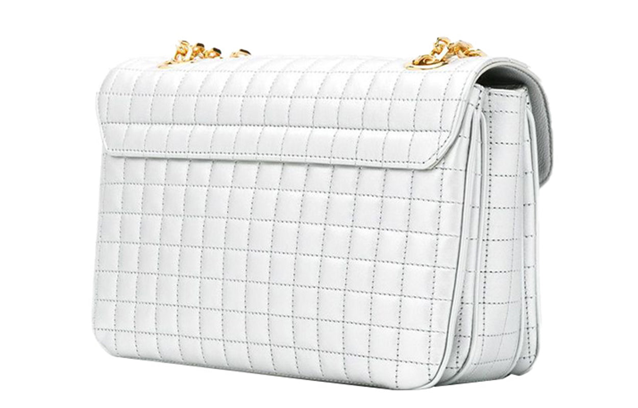 CELINE Cow Leather Crossbody Bag, Shoulder Bag Women's Silver