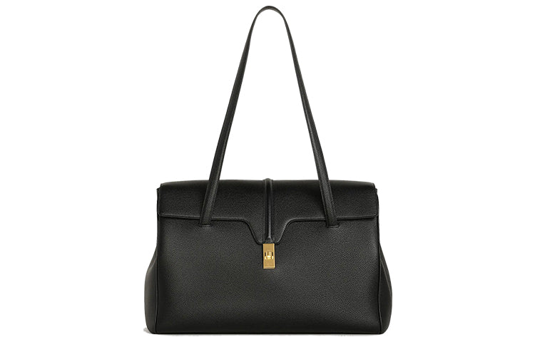 CELINE 16 Litchi Grain Tote Bag Shopping Bag Handbag Shoulder Bags Large Size Women's Black