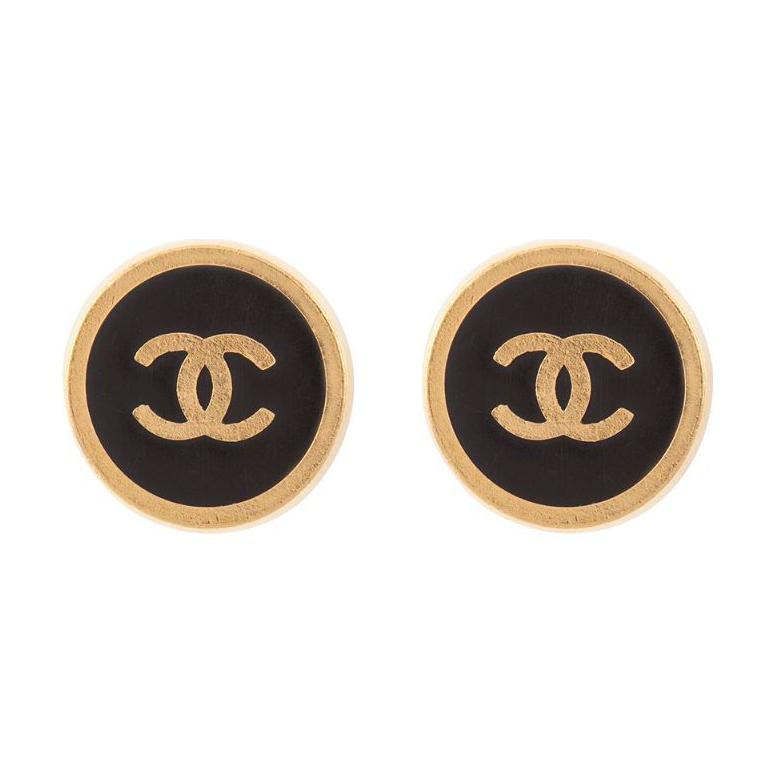 CHANEL 1993 Cc Button Clip-on Earrings