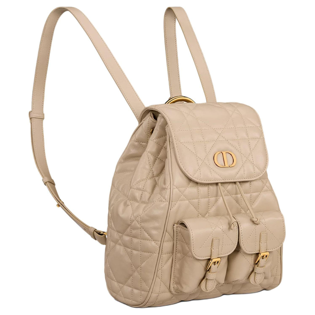 DIOR Caro Sheepskin Backpack Medium Size Women's Rouge Beige