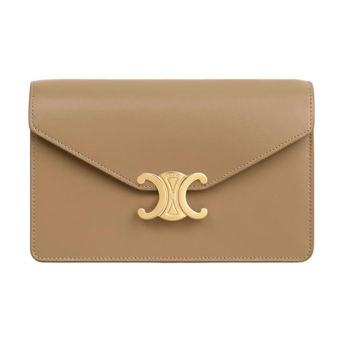 CELINE Calfskin Wallet Women's Brown