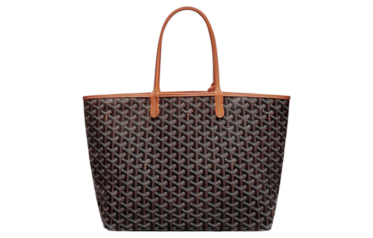 GOYARD Saint Louis Canvas With Calfskin Dog's Teeth Handbag Small Size Unisex Brown