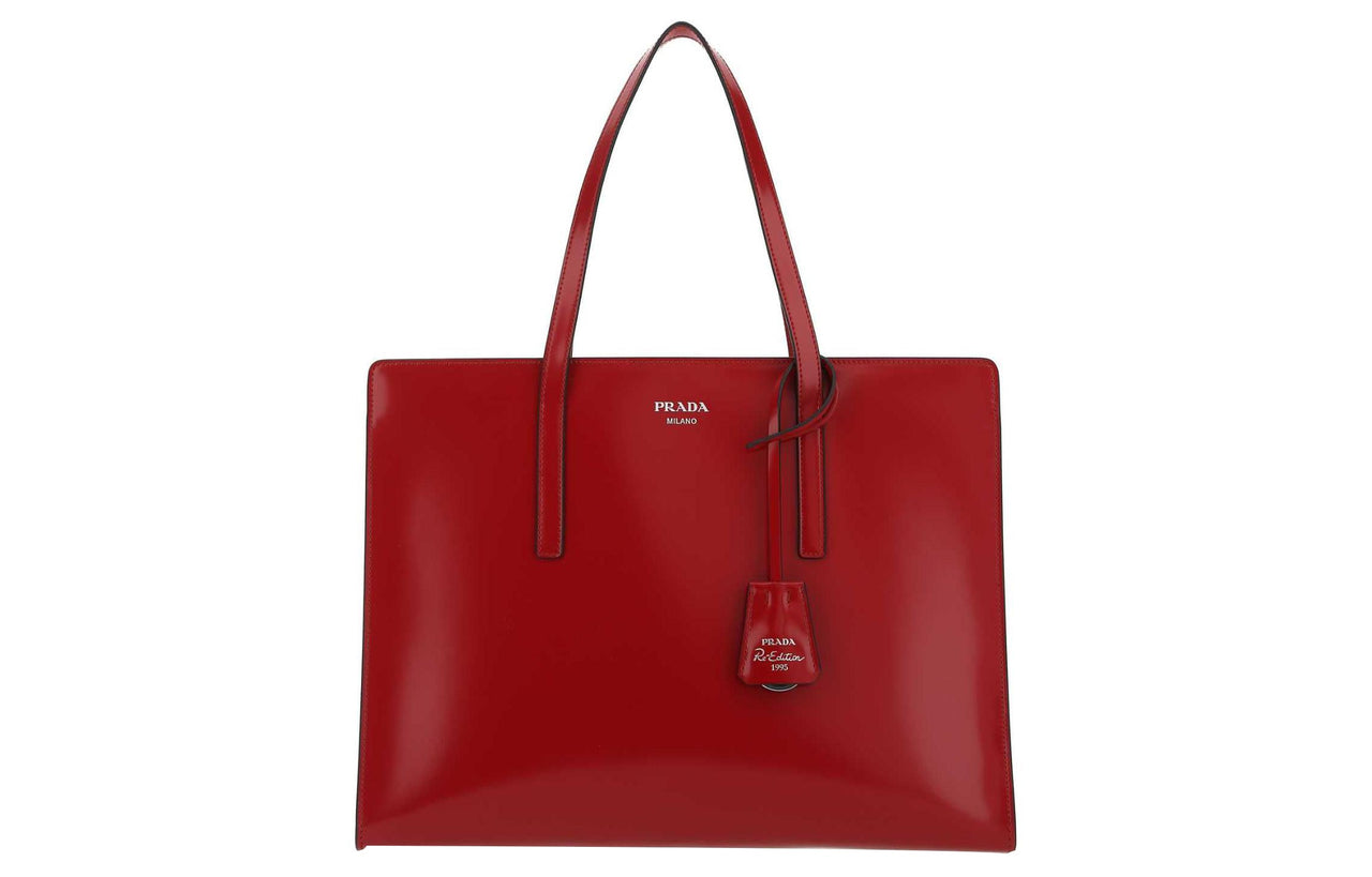 PRADA Calfskin Handbag Shoulder Bag Women's Red