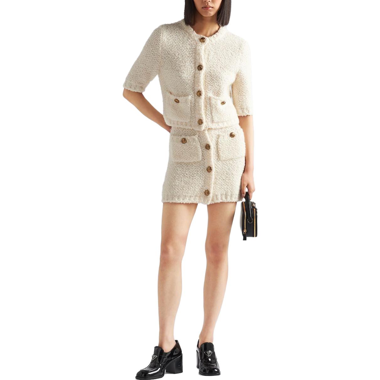 PRADA Cropped Bouclé Cardigan
