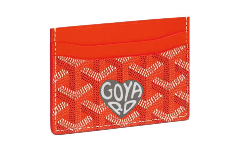 GOYARD Saint Sulpice Canvas With Leather Dog's Teeth Card Holder Card Holder Unisex Orange & Gray Small Heart