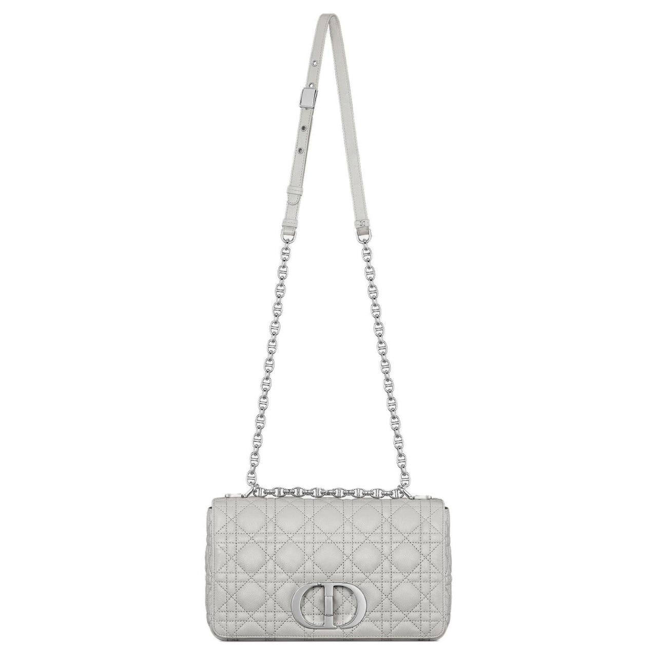 DIOR Soft Cow Leather Shoulder Bag, Crossbody Bag Medium Size Women's Mist Gray