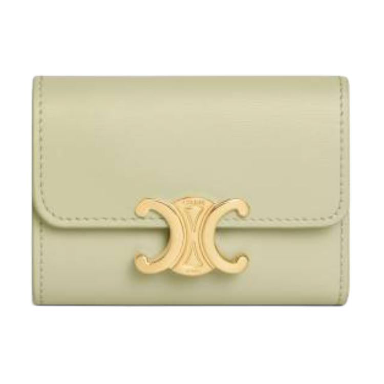 CELINE Calfskin Wallet Women's Green