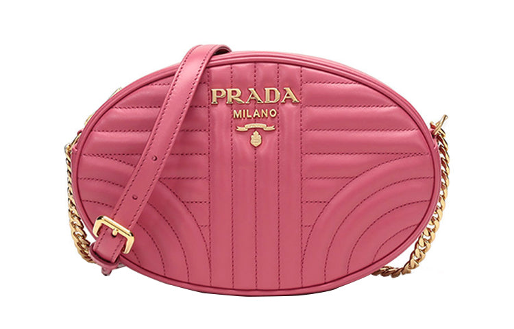 PRADA Cow Leather Crossbody Bag Shoulder Bag Women's Pink Peony