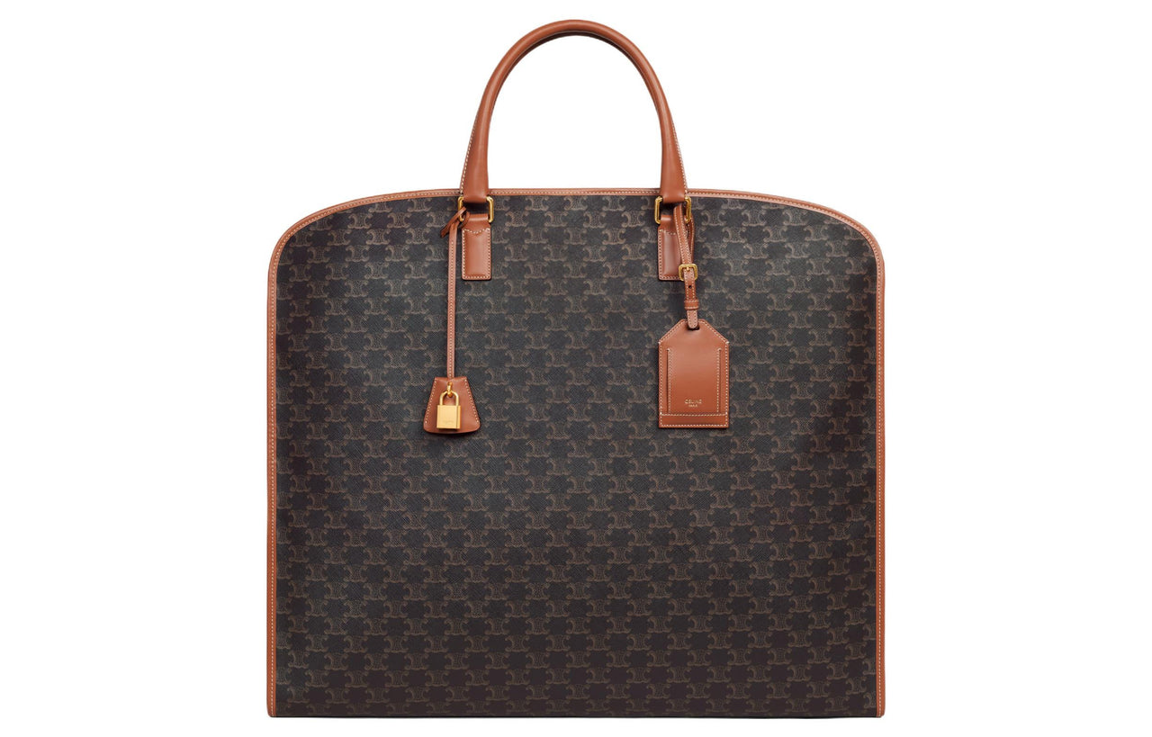 CELINE Cow Leather Storage Bag Men's Tan